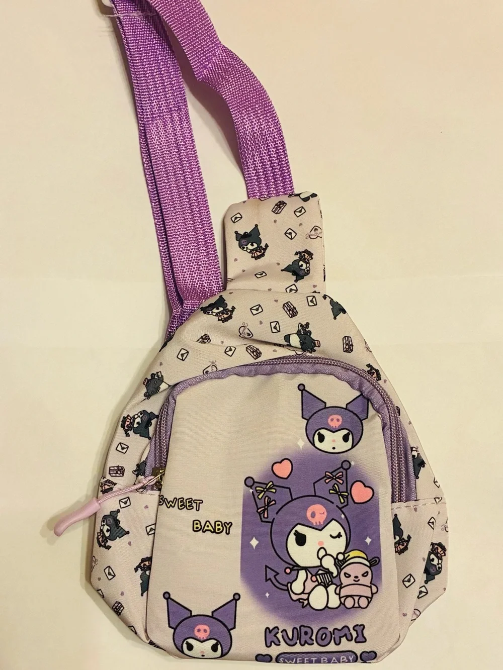 Sanrio Kuromi Small Child Shoulder Sling Bag NEW No Tag - PURPLE BAG